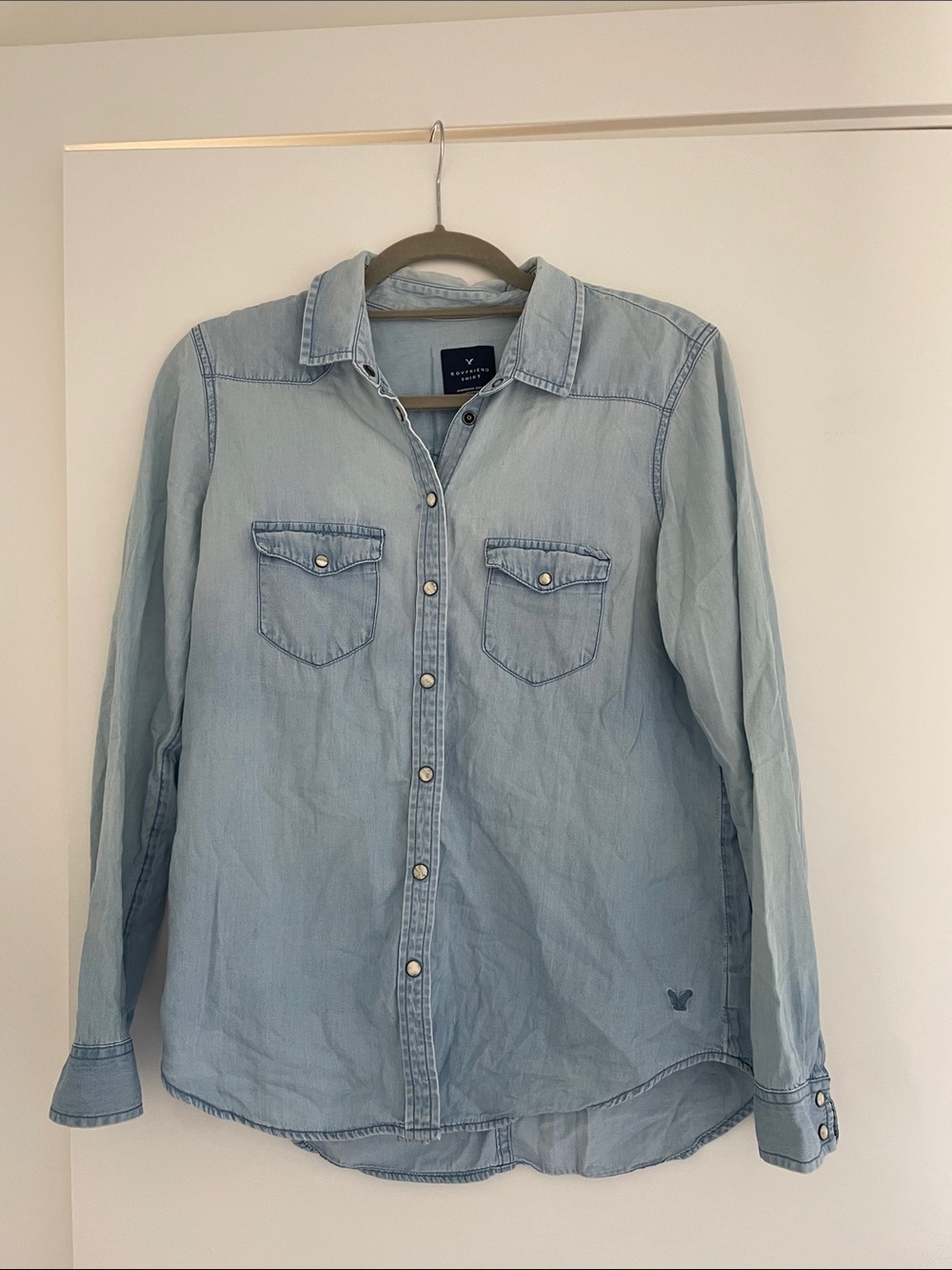 American Eagle Outfitters Light Blue Denim Button-Down Shirt